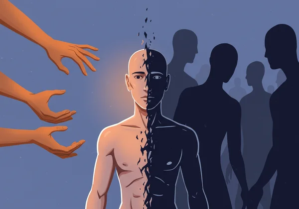 Person caught between desire for connection and fear.