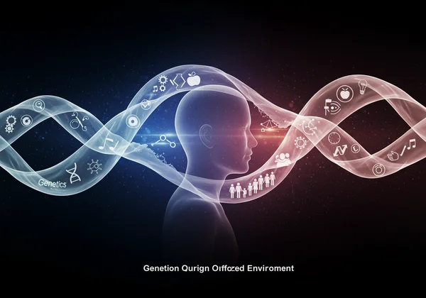 Abstract illustration showing intertwined genetic and environmental factors