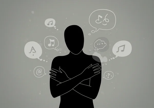 Abstract visual of a person shielding themselves from negative thoughts