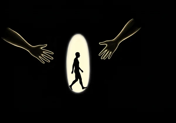 A person gradually stepping out of a comfort zone with therapeutic support