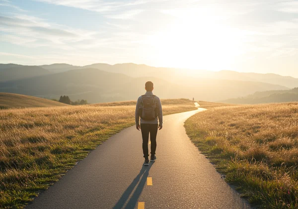 Person taking a confident step on a path to recovery from AVPD