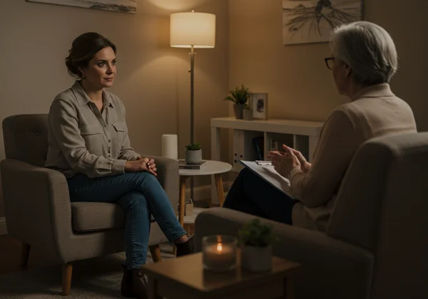 Therapist and client building trust in a safe session