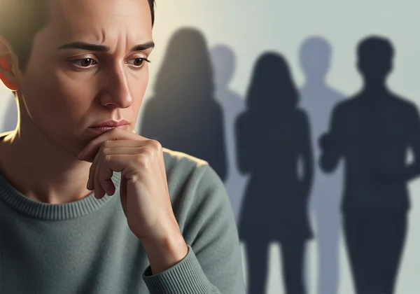 Person feeling isolated, contemplating social apprehension.