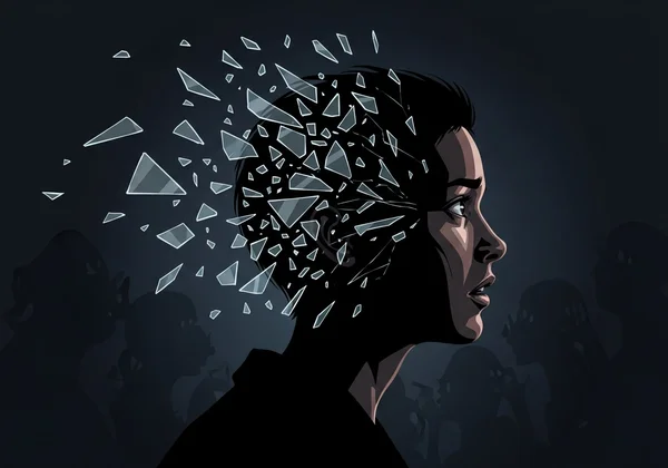 Person recoiling from subtle, negative social judgment