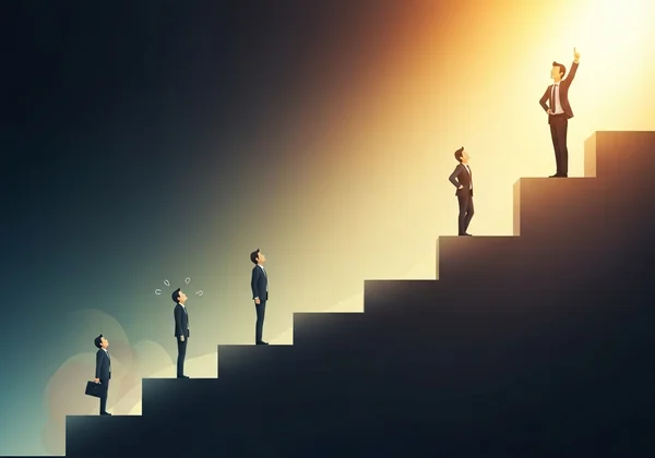 Abstract representation of gradual professional growth and confidence