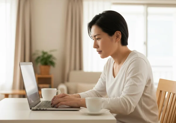 Person working peacefully at home on a laptop