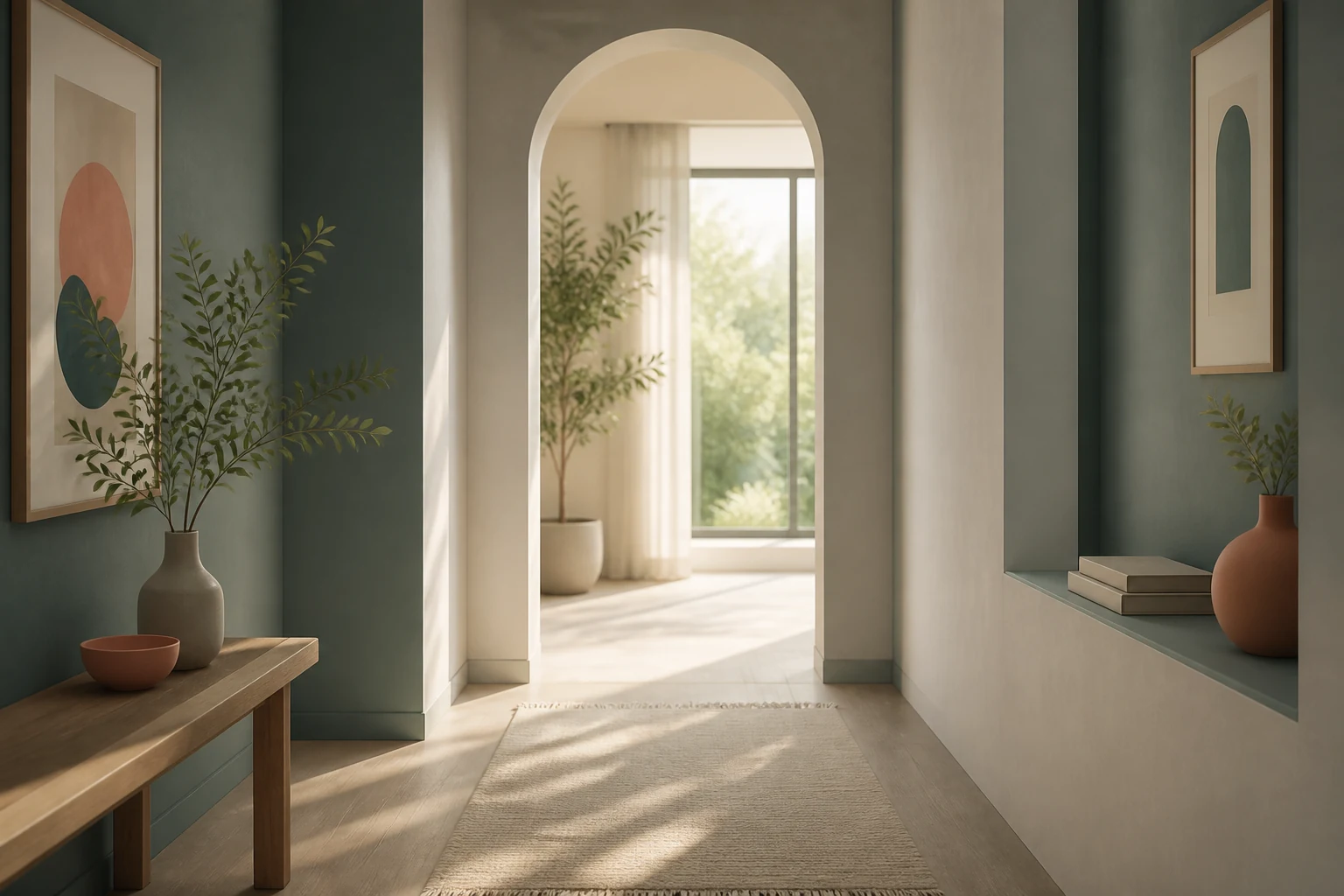 Calm path through soft light