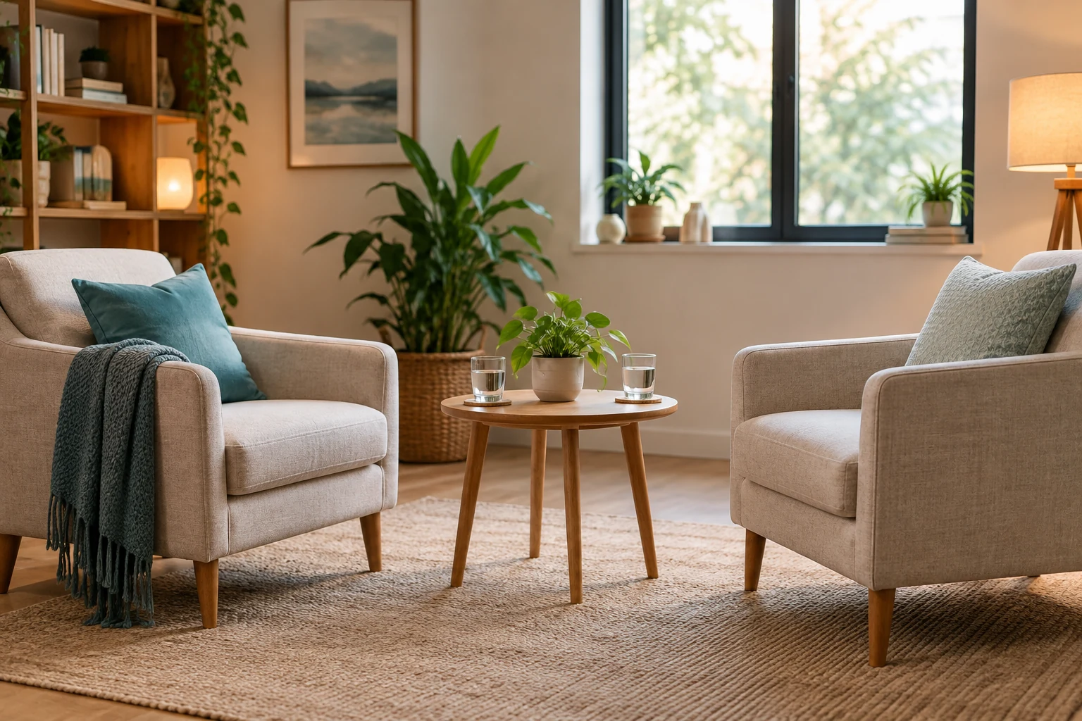 Two chairs prepared for a calm conversation